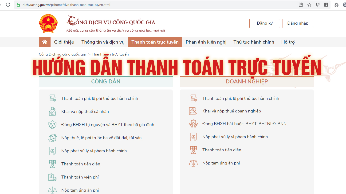 Đẩy mạnh thanh toán trực tuyến Nghĩa vụ tài chính về đất đai trên cổng dịch vụ Công quốc gia